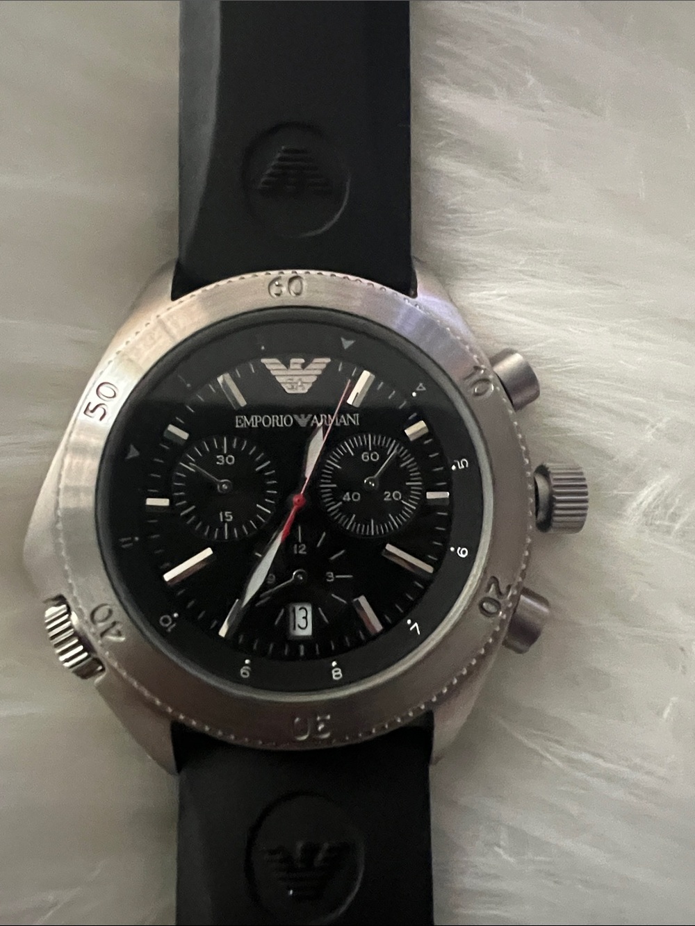 Emporio Armani Black Dial Men's Swim Chronograph Watch